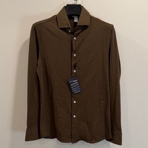 Men's Brown Casual Button Down Shirt